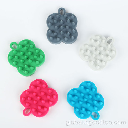 Silicone Beauty & Hair Salon Tool Four-leaf clover shaped silicone shampoo comb Factory